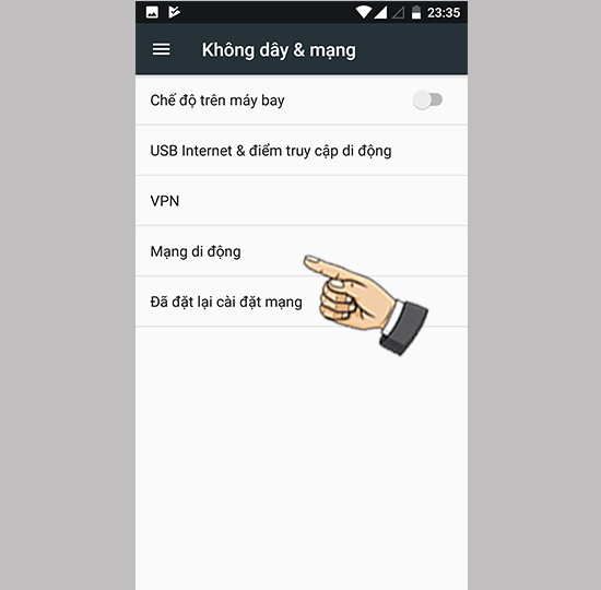 Bước 3: Chọn Mạng di động