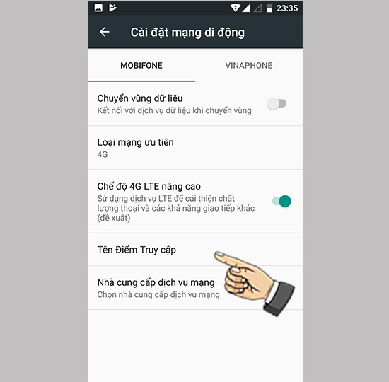 Bước 4: Chọn Tên điểm truy cập