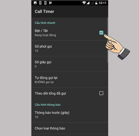 Bước 2: Bật/ tắt tính năng.