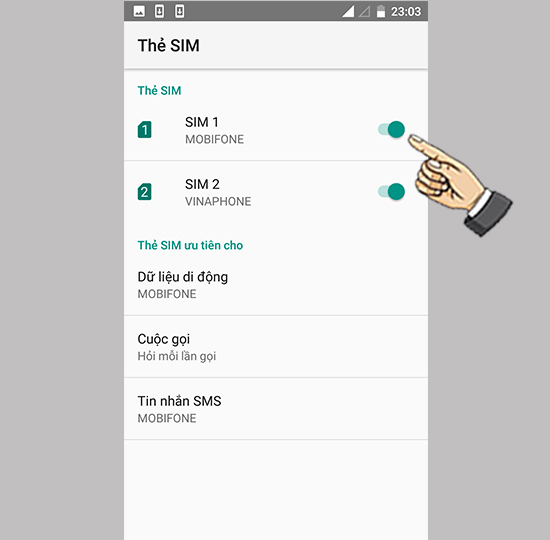 Bước 2: Chọn sim muốn tắt.