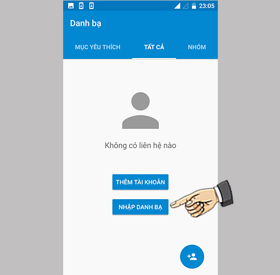 Bước 2: Chọn nhập danh bạ.