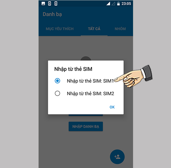 Bước 4: Chọn thẻ sim chứa danh bạ.