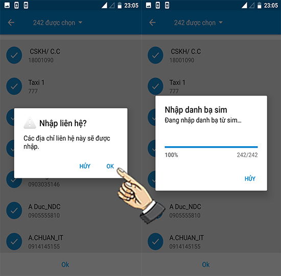 Bước 6: Nhập tất cả danh bạ.