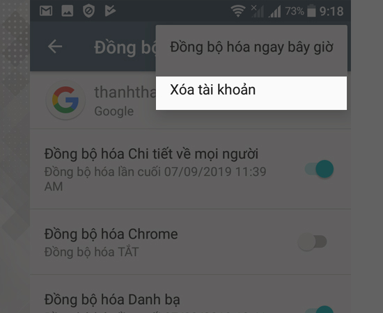 Bước 3: Cuối cùng là chọn xóa tài khoản để kết thúc