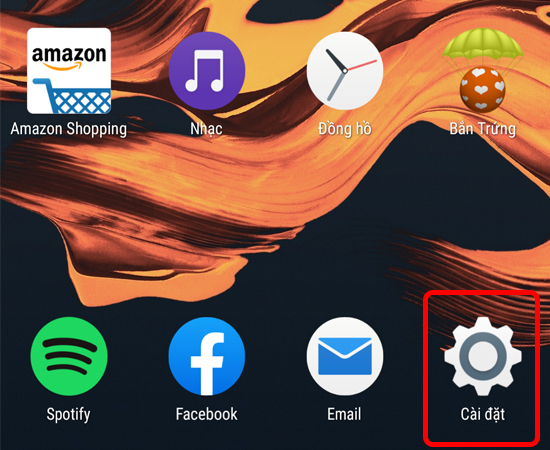 Bước 1: Truy cập vào Cài đặt.