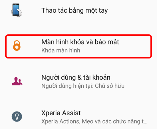 Bước 2: Chọn tiếp vào mục Màn hình khóa và bảo mật.