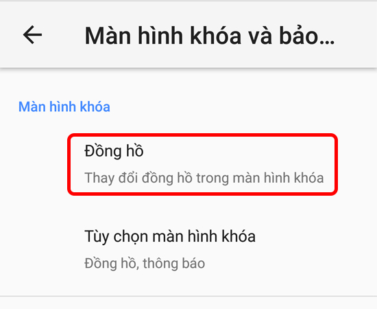 Bước 3: Tại đây, bạn nhấp chọn Đồng hồ để tiếp tục cài đặt.
