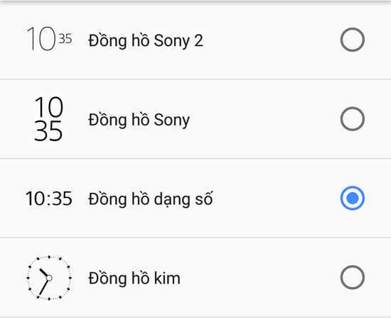 Bước 4: Trên màn hình sẽ hiển thị các kiểu đồng hồ khác nhau. Hãy chọn loại đồng hồ bạn muốn thay đổi nhé.