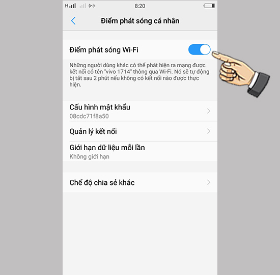 Bật Điểm phát sóng wifi
