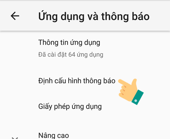 Bước 3: Tại đây, bạn hãy chọn Định cấu hình thông báo để tiếp tục.