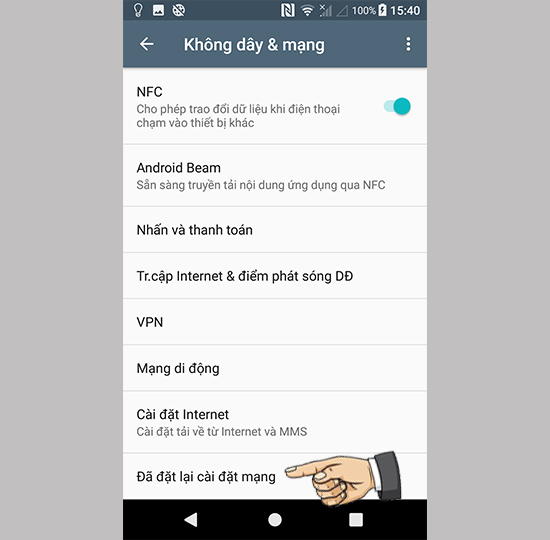Vào đặt lại cài đặt mạng