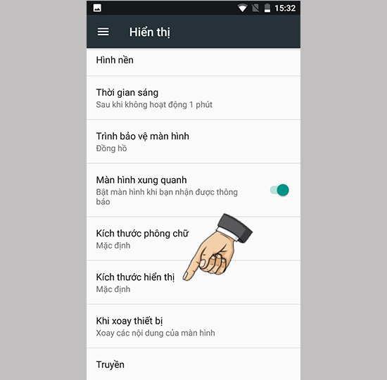 Bước 2: Chọn kích thước hiển thị.