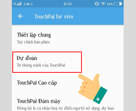 Bước 3: Tiếp tục chọn sang phần Dự đoán