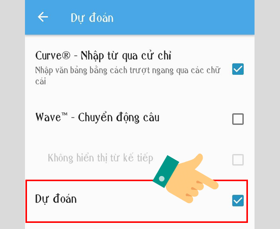 Bước 4: Bạn có thể tắt phần Dự đoán đi là được nhé!