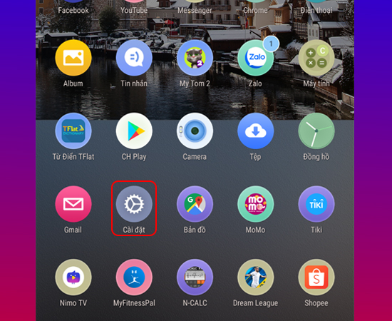 chọn Cài đặt
