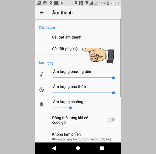 Vào cài đặt phụ kiện