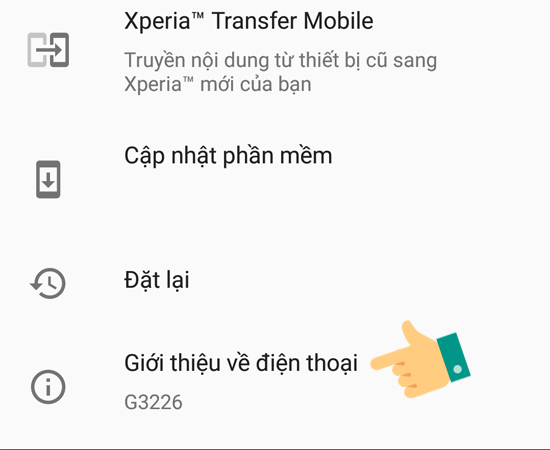 Bước 3: Bạn t&igrave;m v&agrave; chọn d&ograve;ng Giới thiệu về điện thoại.
