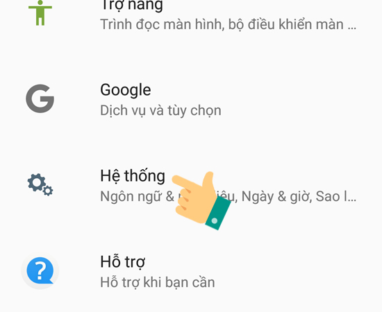 Bước 2: Trong menu Cài đặt, chọn mục Hệ thống.