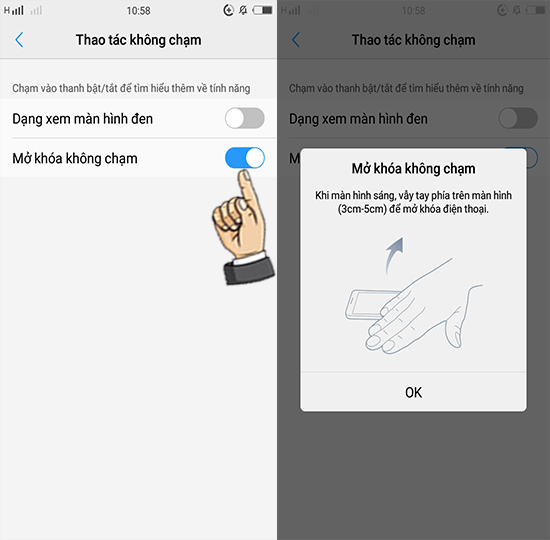 Bước 3: Bật Mở khóa không chạm