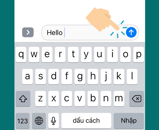 soạn Tin nhắn và ấn giữ vào icon mũi tên