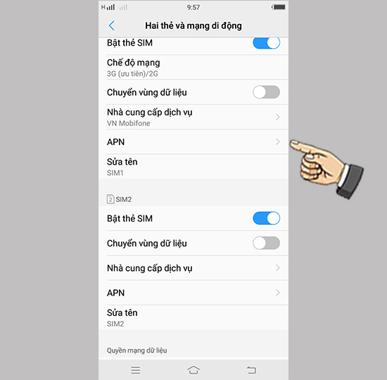 Bước 2: Chọn APN
