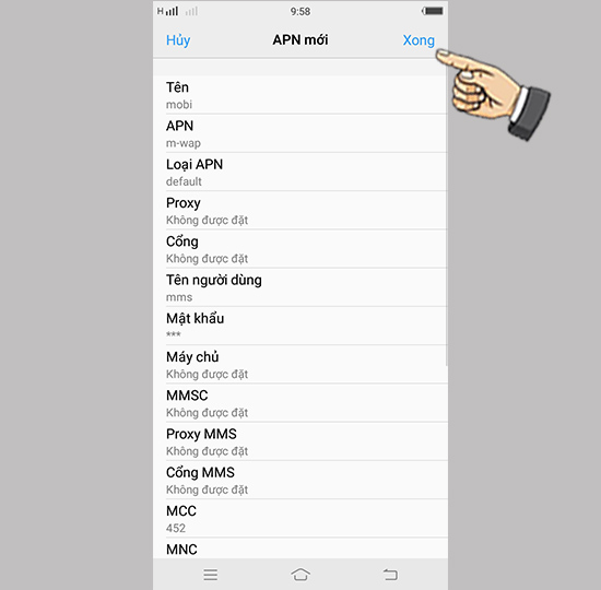 Bước 4: Nhập tên điểm truy cập và hoàn tất.