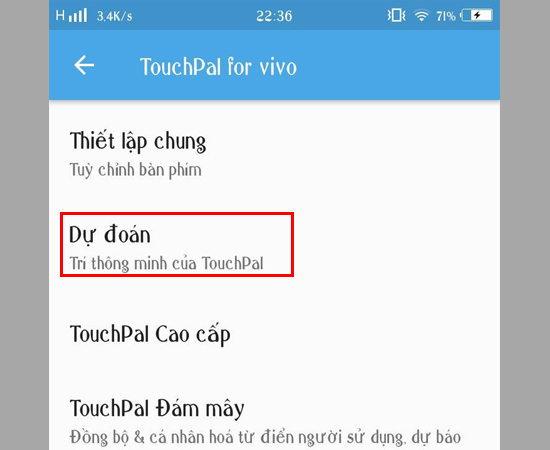 3. Chọn Dự đoán.