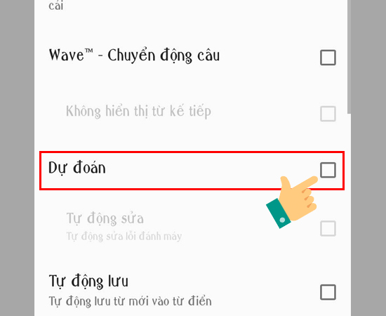 4. Đến phần này thì bạn có thể tắt phần dự đoán đi là được nhé.