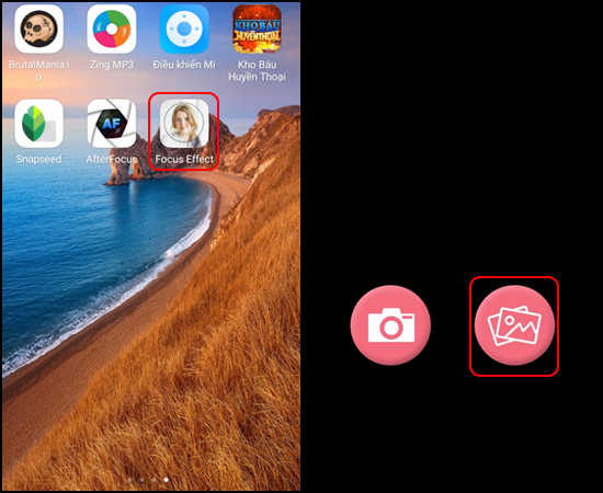 Mở Focus Effect >> chọn biểu tượng ảnh