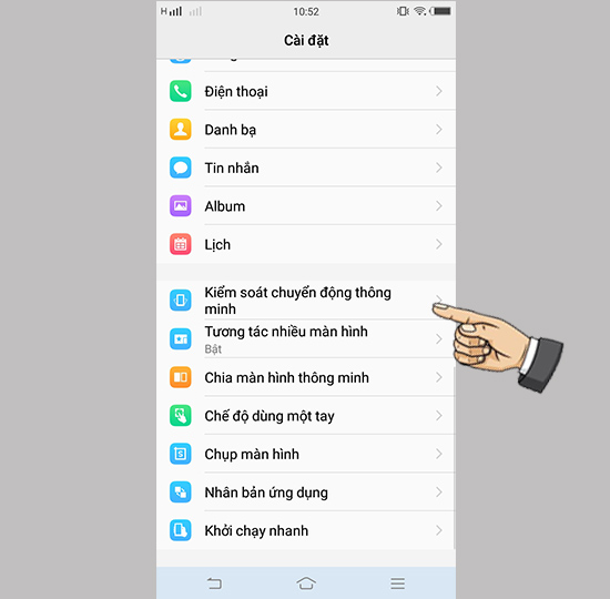 chọn Kiểm soát màn hình thông minh