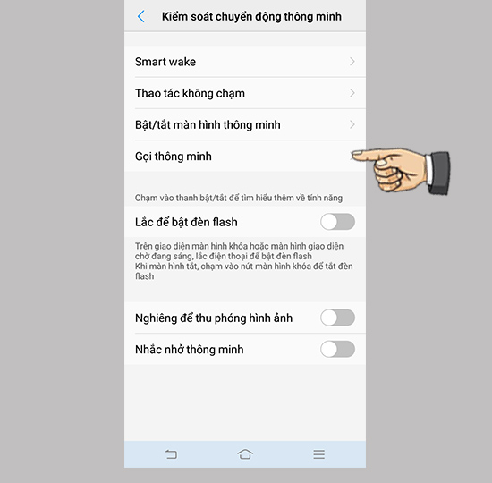 Bước 2: Chọn Cuộc gọi thông minh
