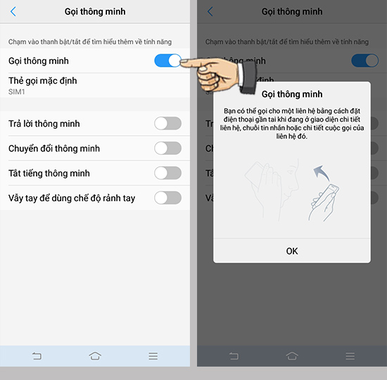 Bước 3: Bật Gọi thông minh