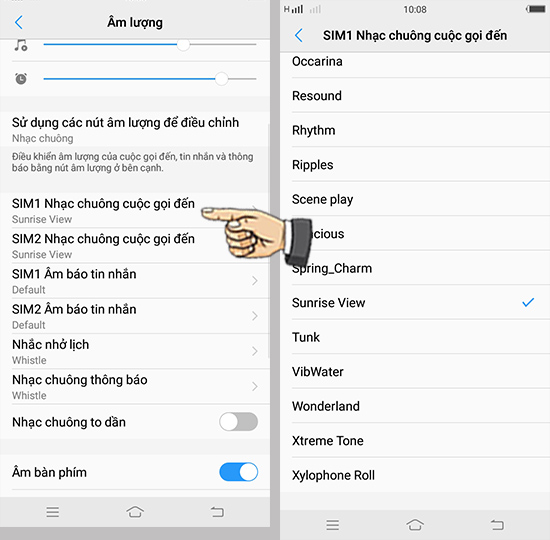 Bước 2: Chọn nhạc chuông Sim 1.