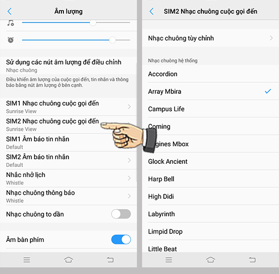 Bước 3: Chọn nhạc chuông Sim 2.