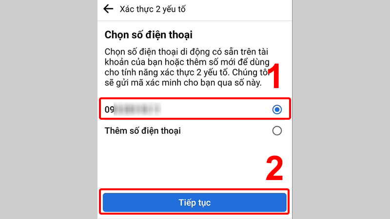 Tick chọn số điện thoại và nhấn Tiếp tục