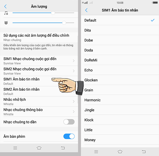 Bước 2: Chọn nhạc chuông Sim 1.