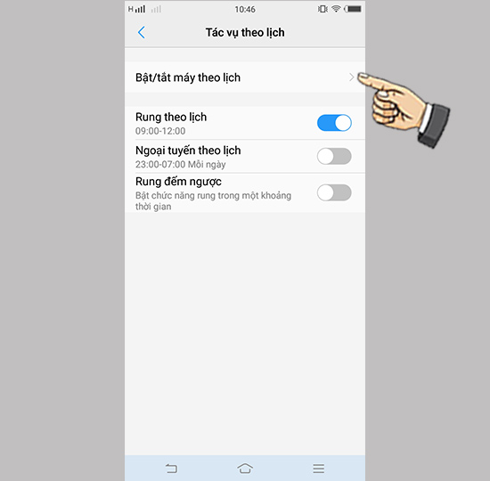 Bước 4: Chọn tắt mở máy theo lịch.
