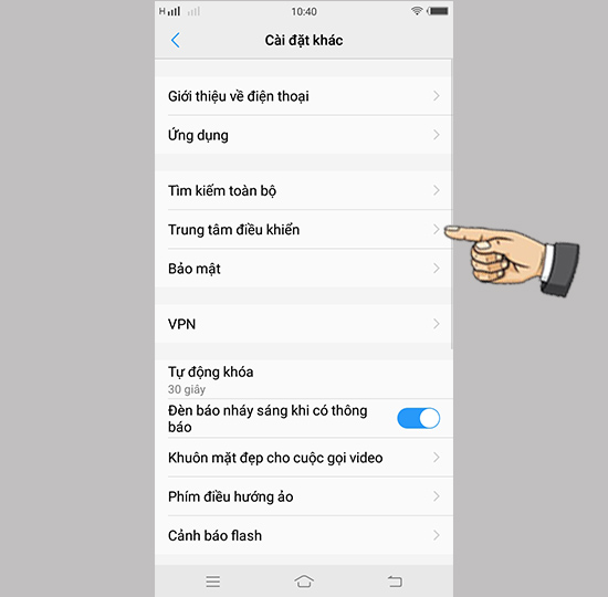 Bước 2: Chọn trung tâm điều khiển.