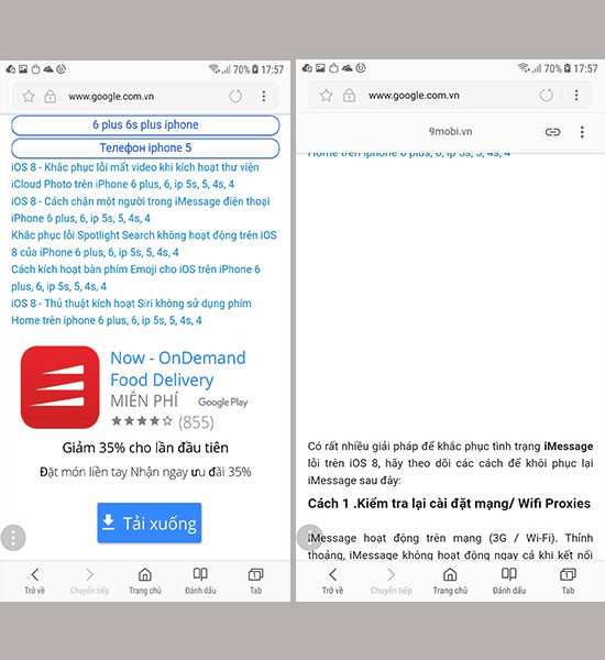 Trước và sau khi cài đặt Adblock Plus