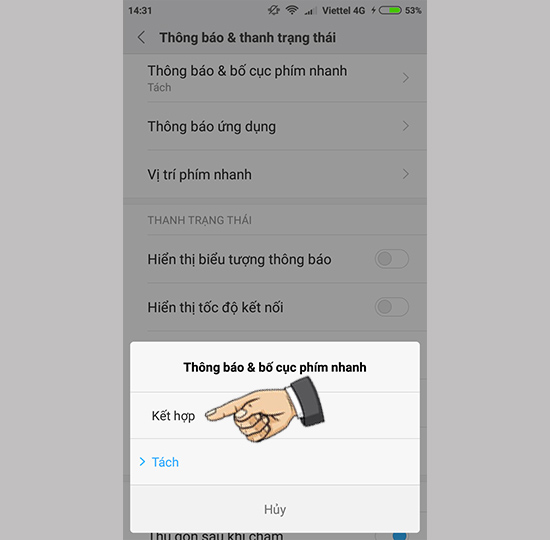 Tùy chọn kết hợp hoặc chia tách