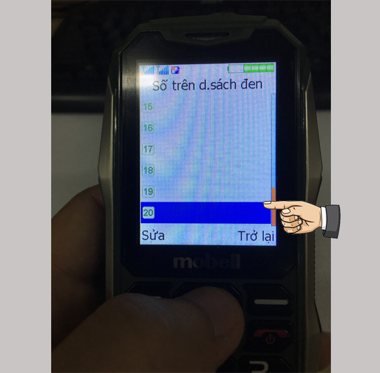 Máy hỗ trợ tối đa 20 số trong danh sách đen