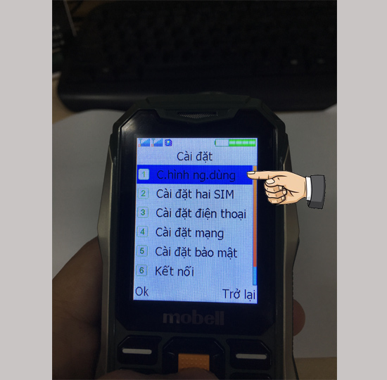 Vào cài đặt cấu hình người dùng