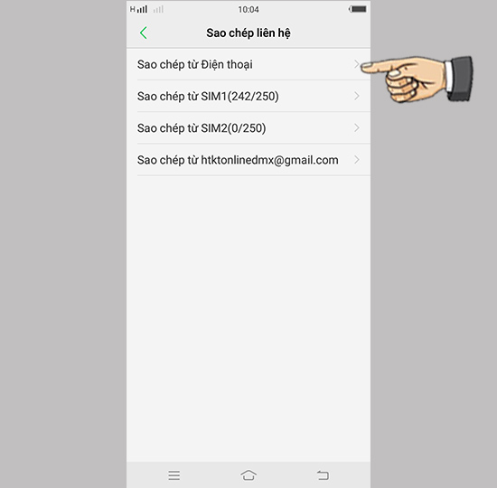 Sao chép từ điện thoại.
