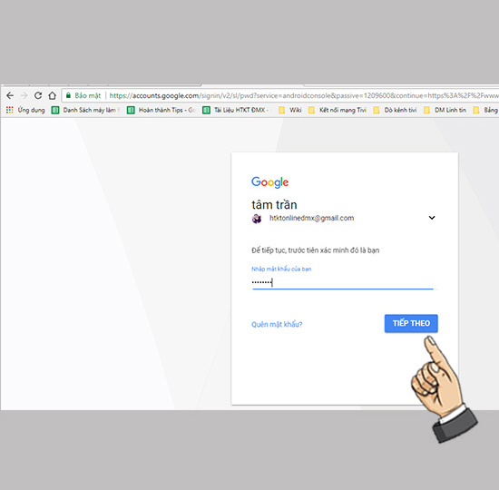 Đăng nhập email và mật khẩu