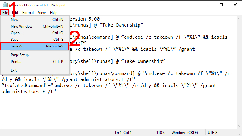  Chọn File > Save as
