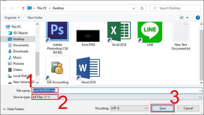 Sửa lại File name v&agrave; Save as type > Nhấn Save