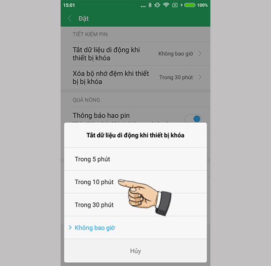 Chọn thời gian tự tắt