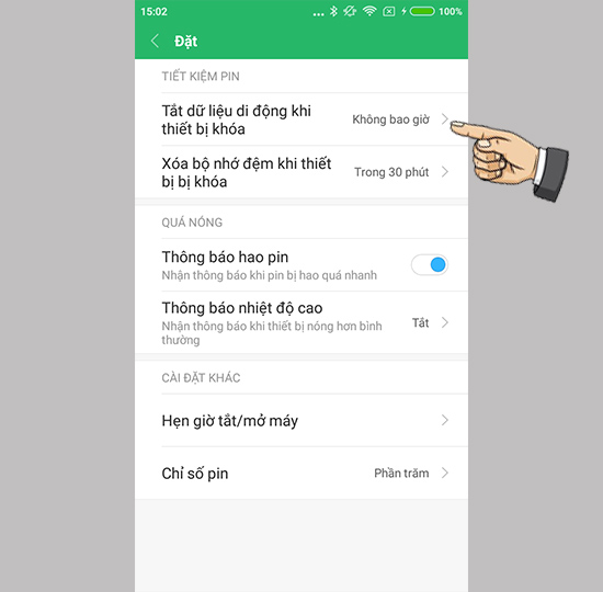 Chọn tắt dữ liệu di động