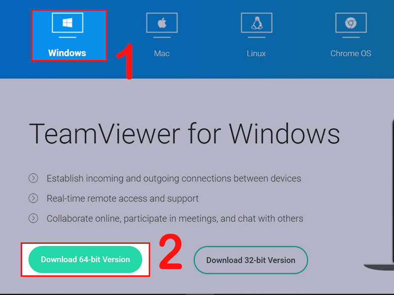Tải TeamViewer phù hợp với máy tính