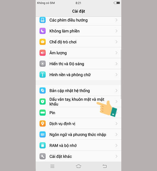 Dấu vân tay, khuôn mặt và mật khẩu